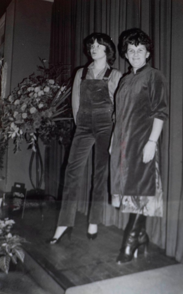 Jill Cornick models a pair of Clarks at a fashion show in the 1970s