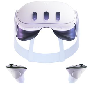 Meta Quest 3 headset and controller are shown on a white background