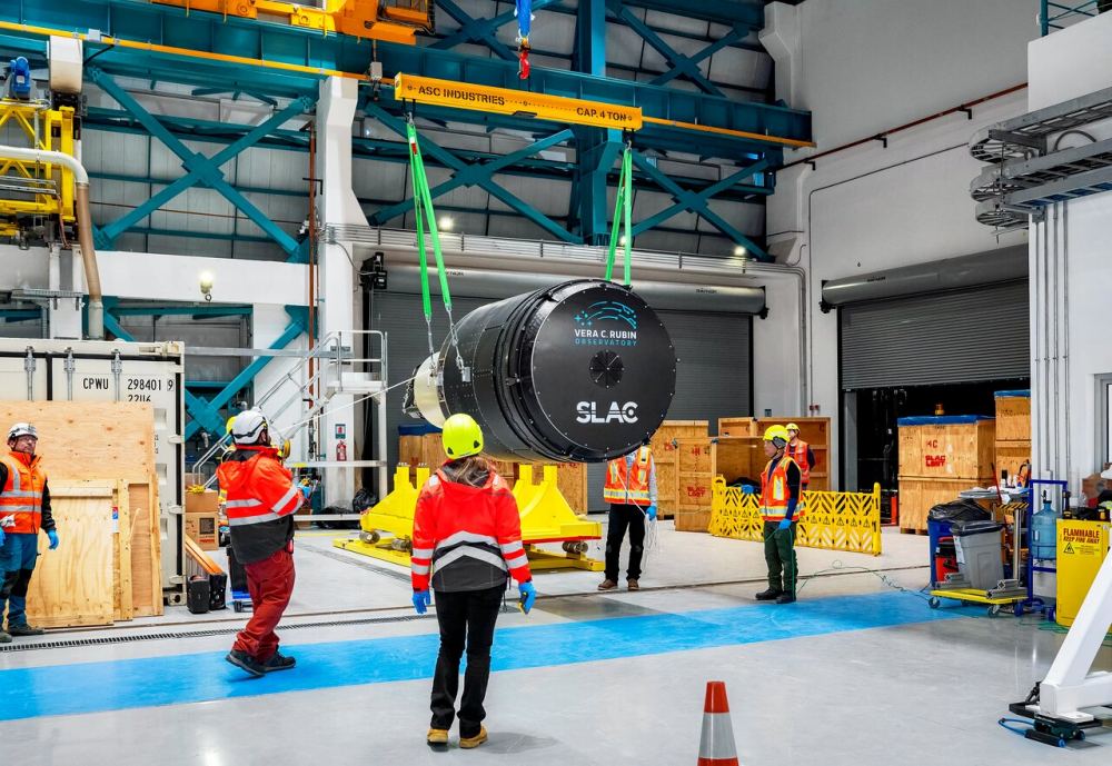 The 3200-megapixel LSST Camera arrived at Vera C. Rubin Observatory on May 15th and is being readied for installation. Courtesy NOIRLab.