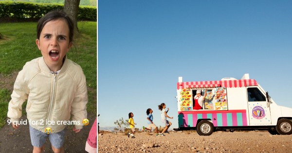 Marnie, eight, was shocked at the price of two screwballs at Burnley (Main image, Getty image, inset, TikTok/@karislambert)