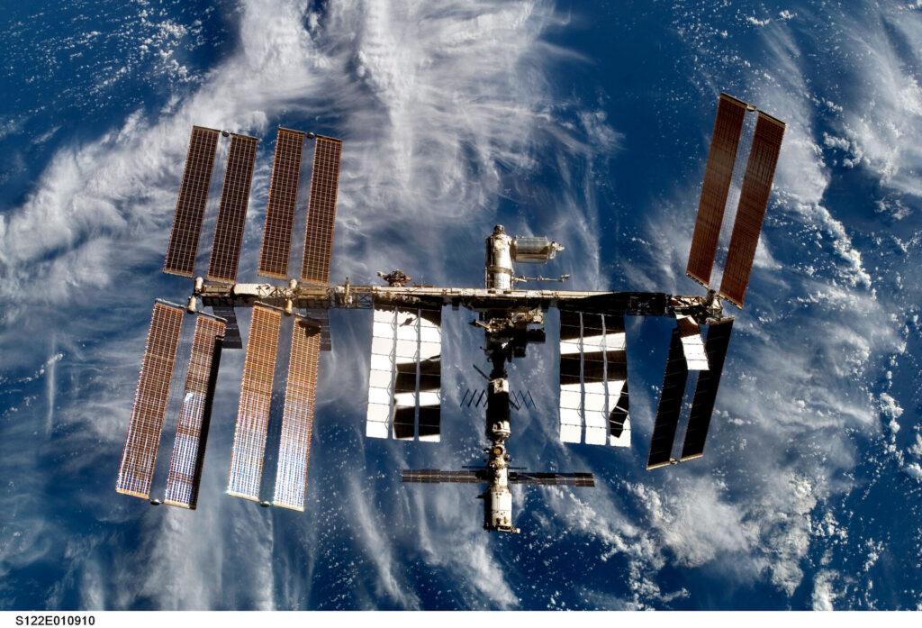 ISS seen from Space Shuttle Atlantis following undocking