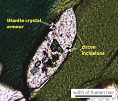 Microscopic image of titanite from a dike